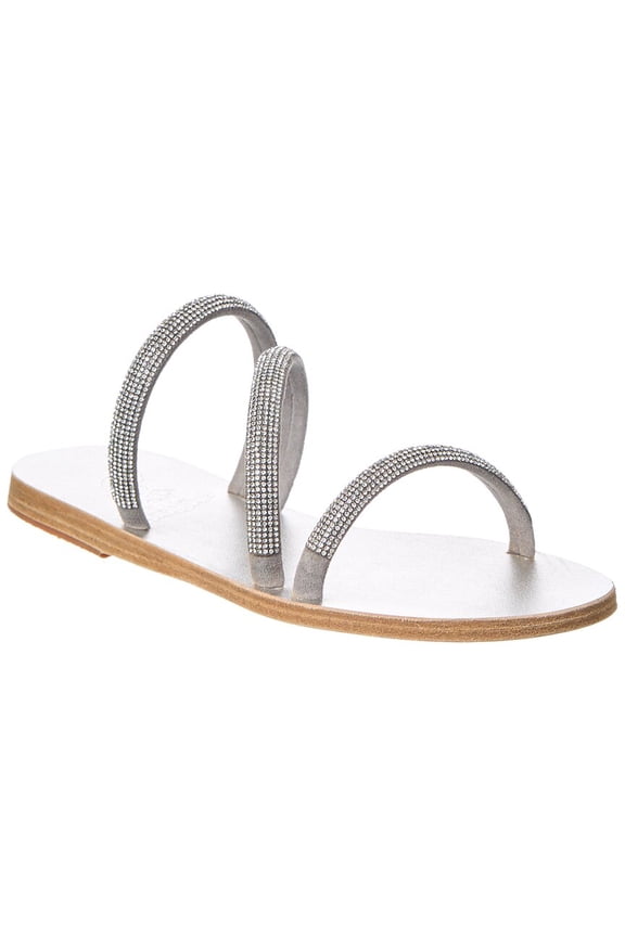 Sandals Polytimi Diamante Suede Sandal, 37, Silver