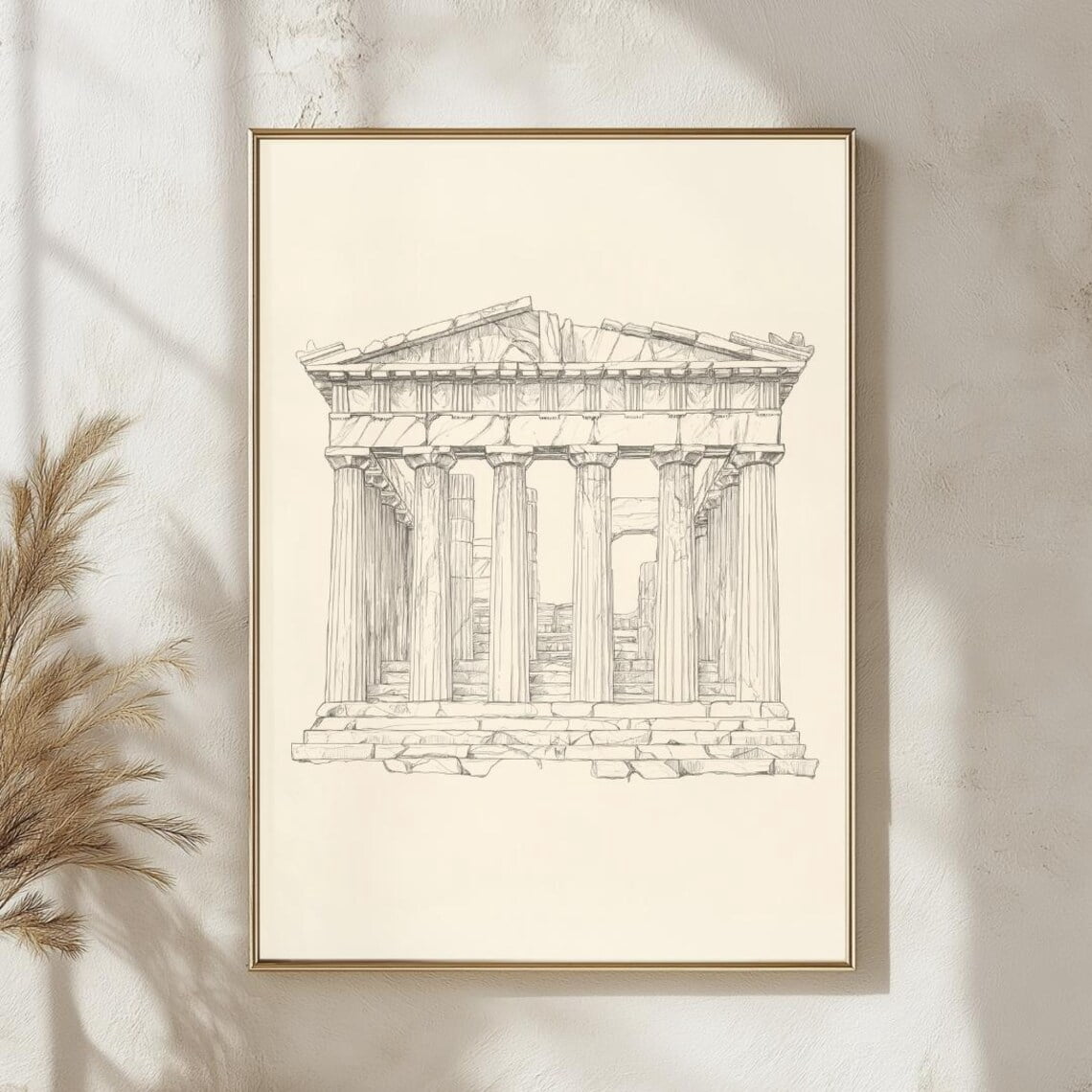 Ancient Greek Temple Sketch Parthenon Architecture Minimalist ...