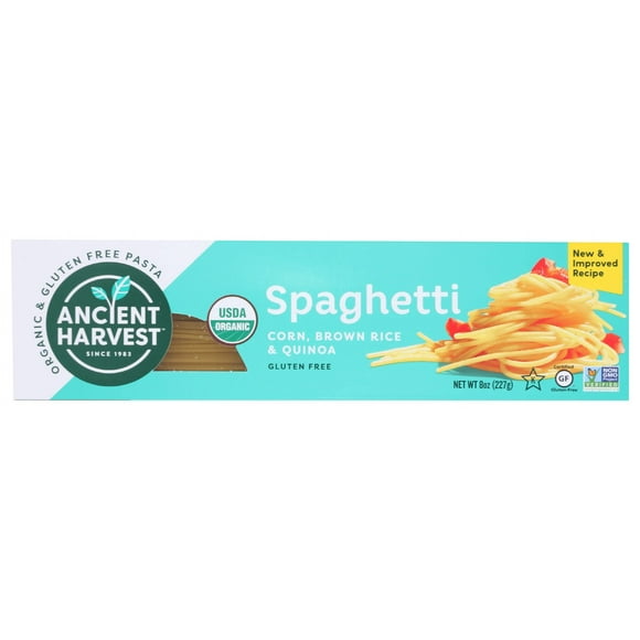 Ancient Harvest Organic Gluten-Free Corn and Quinoa Supergrain Spaghetti Pasta, 8 oz. Box (Pack of 12), Plant-Based Pasta with the Same Great Taste and Texture of Traditional Pasta