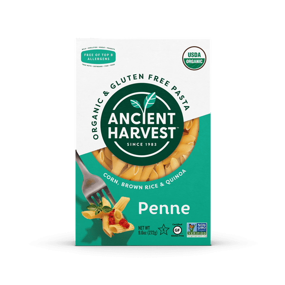 Ancient Harvest Organic Gluten-Free Penne Pasta, Corn, Brown Rice & Quinoa, 9.6 oz Resealable Bag
