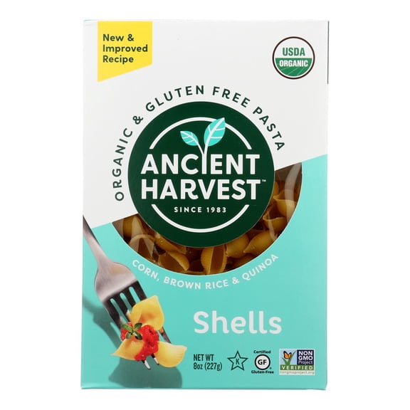 Ancient Harvest - Organic Gluten Free Quinoa Supergrain Pasta - Shells - Case of 12 - 8 oz