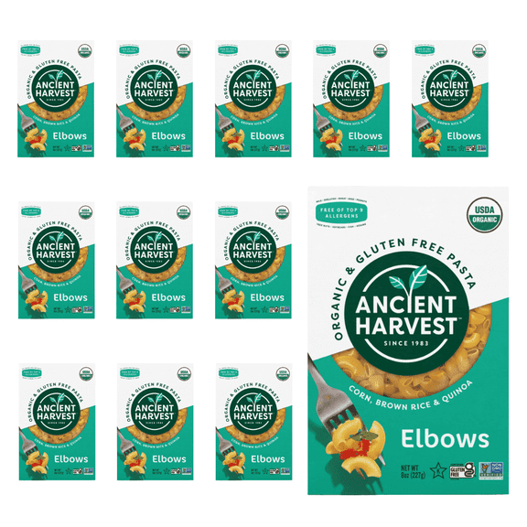 Ancient Harvest Organic Gluten-Free Pasta, Elbows, 8 oz Box (Pack of 12)