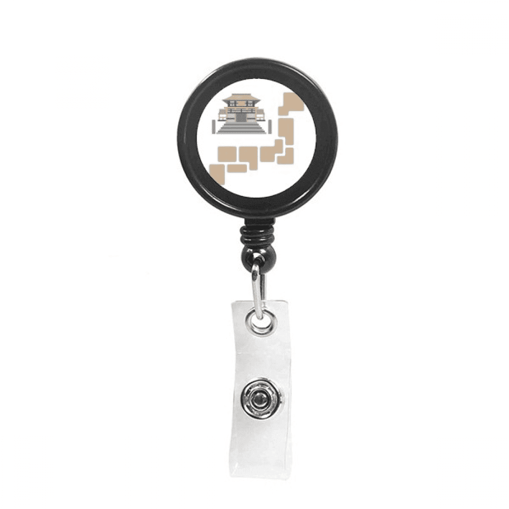 Ancient Inheritance Stepped Architecture Retractable Keychain Badge Holder ID Badge