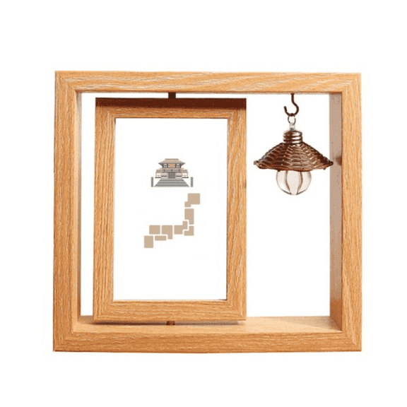 Ancient Inheritance Stepped Architecture Wooden Rotating Picture Photo Frame 4x6