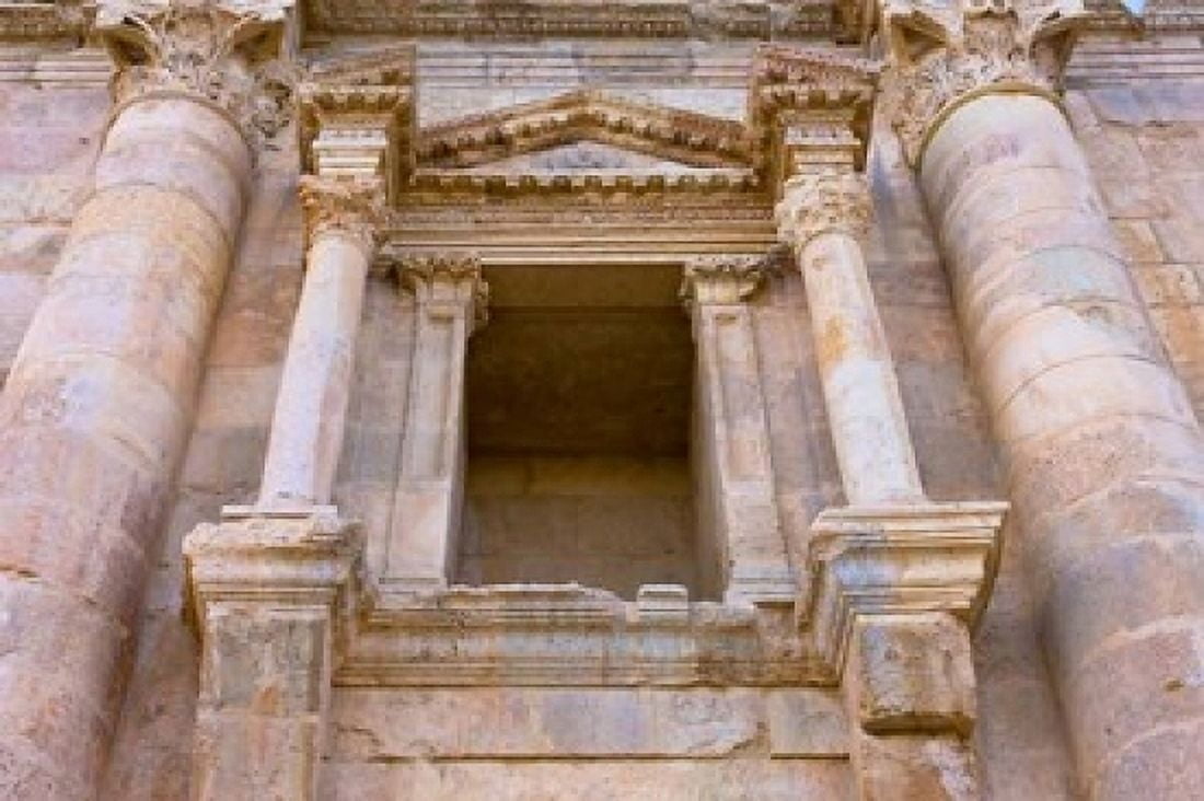Ancient Jerash Gate Amman Jordan Canvas Art - Keren Su DanitaDelimont (36 x 24)