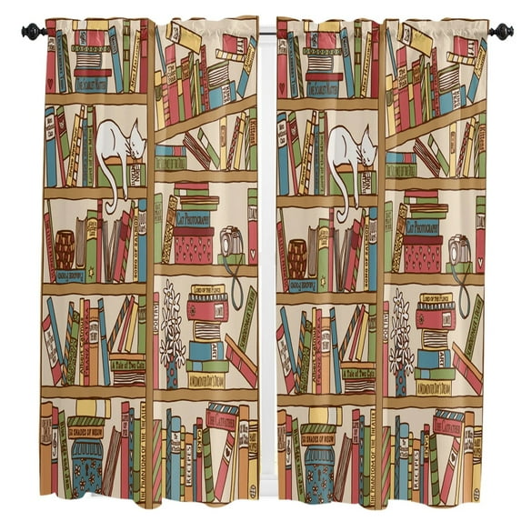 Ancient Library Book Curtain For Living Room Kids Bedroom Kitchen Window Curtains Home Interior Drapes