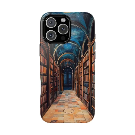 Ancient Library Books Hall Vintage Reading Art Phone Case with iPhone 11 to 17 Pro Max
