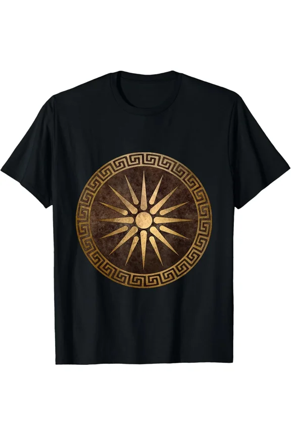 Ancient Macedon Shield Warrior History Inspired Art Unisex T-Shirt, up to size 5XL