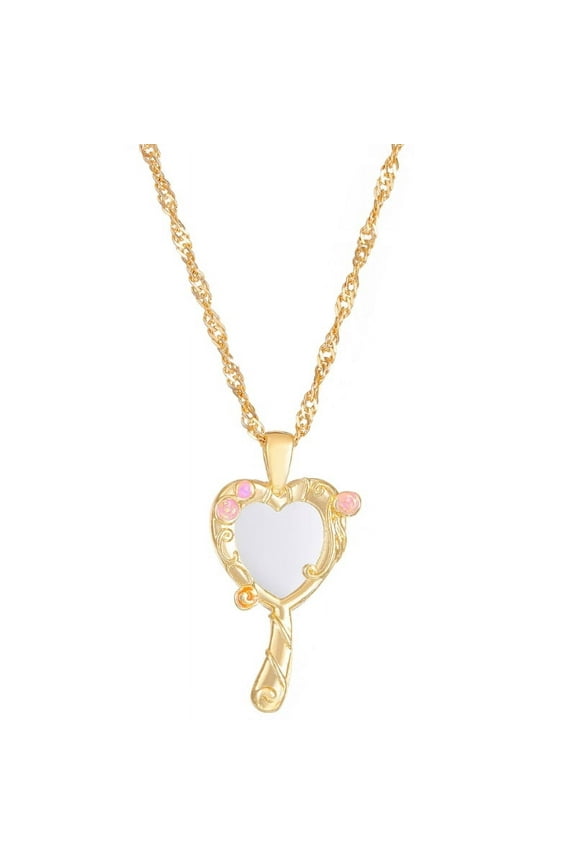 Ancient Magic Mirrored Pendant Necklace Long Chain for Women Party Jewelry Gift