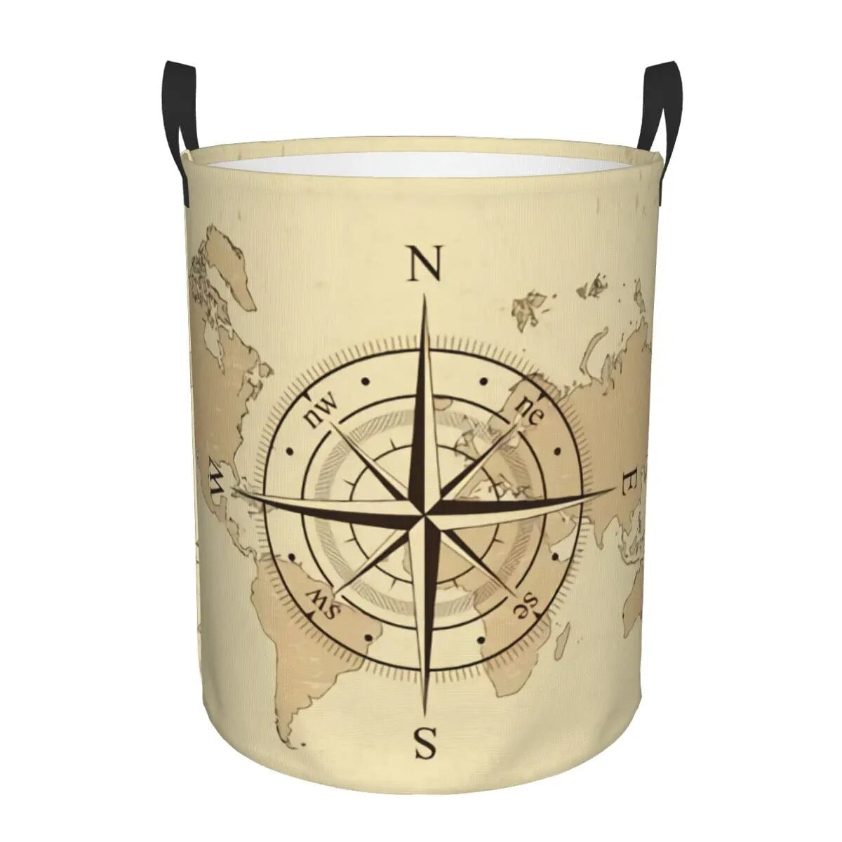 Ancient Map Compass Laundry Basket Collapsible Direction Campers