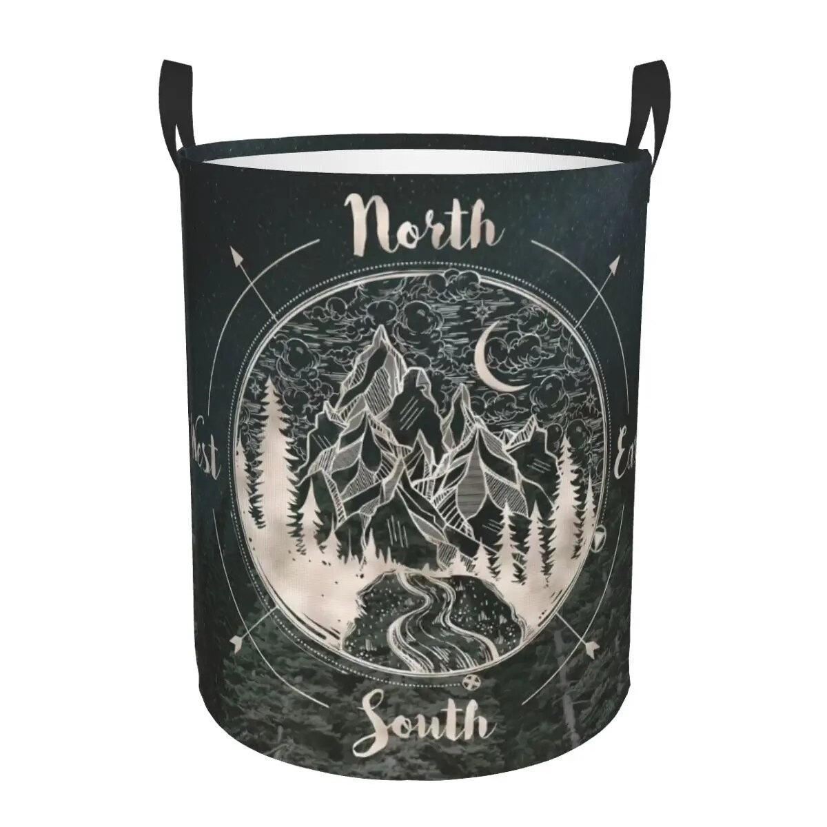 Ancient Map Compass Laundry Basket Collapsible Direction Campers