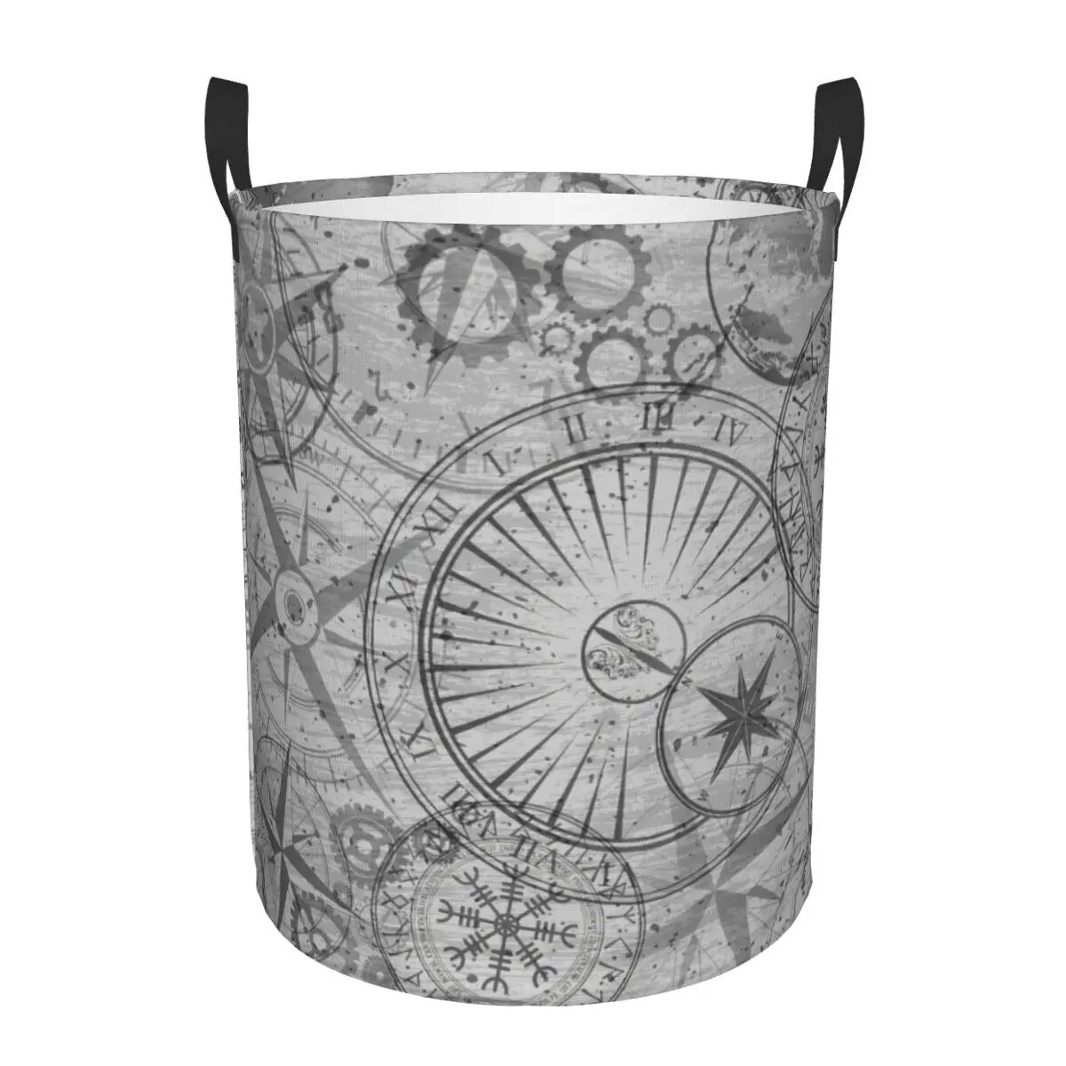 Ancient Map Compass Laundry Basket Collapsible Direction Campers