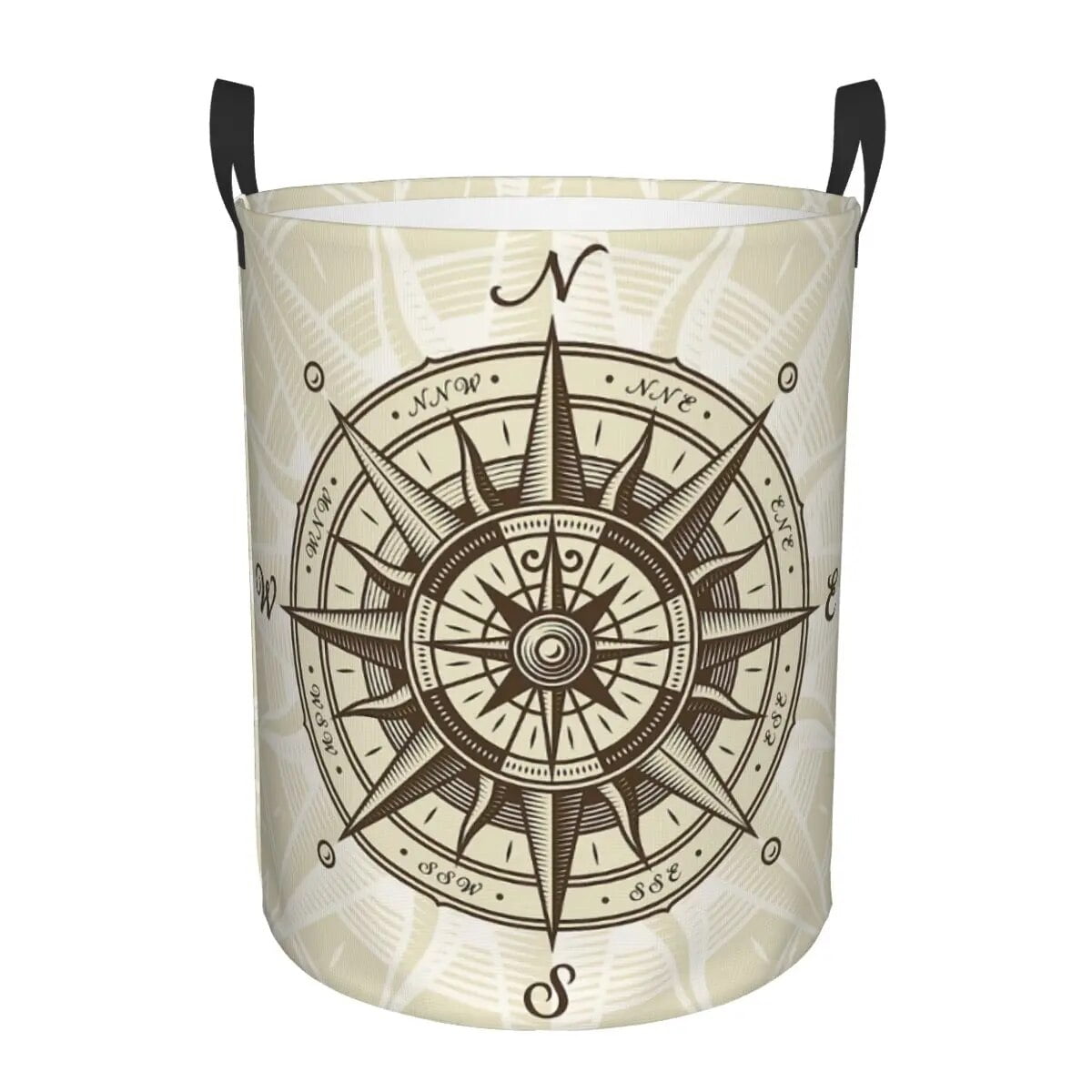 Ancient Map Compass Laundry Basket Collapsible Direction Campers