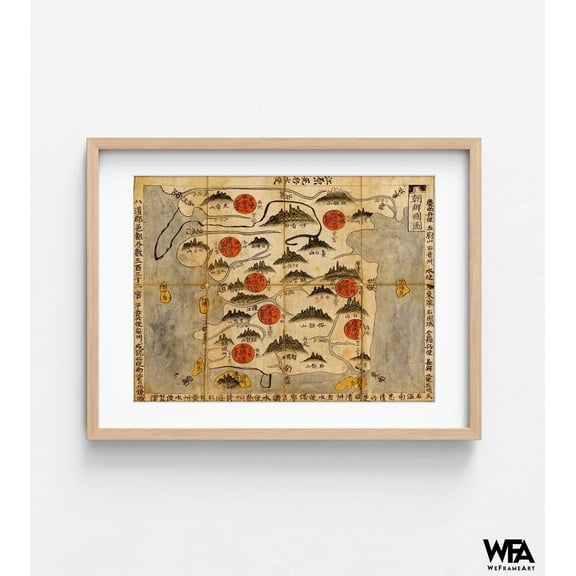 Ancient Map of Korea, Korean Atlas Poster Print, Asian History Map Poster, Rustic Old Home Office Extra Large Wall Art Print