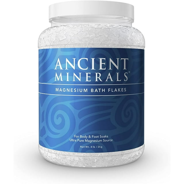 Ancient Minerals Magnesium Bath Flakes Bathing Alternative to Epsom Salt Soak in Natural