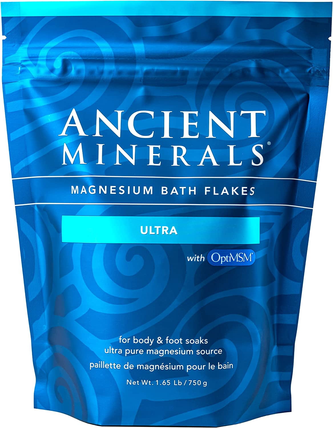 Ancient Minerals Magnesium Bath Flakes Ultra with OptiMSM, Resealable