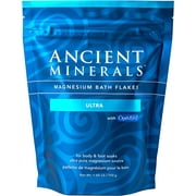 Ancient Minerals Magnesium Bath Flakes Ultra with OptiMSM for Post-Workout Soak, Unscented, 1.65 lbs