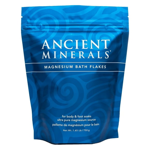 Ancient Minerals Magnesium Bath Flakes for Soaking and Muscle Relief, Unscented, 1.65 lbs