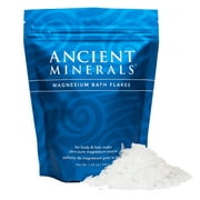 Ancient Minerals Magnesium Bath Flakes for Soaking and Muscle Relief, Unscented, 1.65 lbs