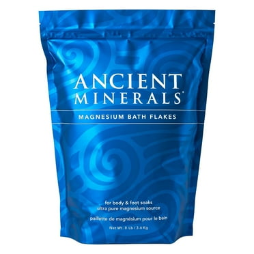 Ancient Minerals Magnesium Bath Flakes for Soaking and Muscle Relief, Unscented, 8 lbs