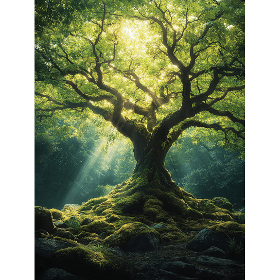 Ancient Mossy Tree Canvas Print/Wall Art Perfect for Living Room Bedroom Office Yoga Studio and Meditation Room Decoration.