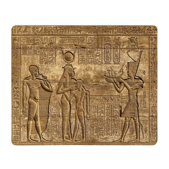 Ancient Murals Hieroglyphs Rubber Base Mouse Pad for Computer Laptop Gaming and Office with Unique Design Gold