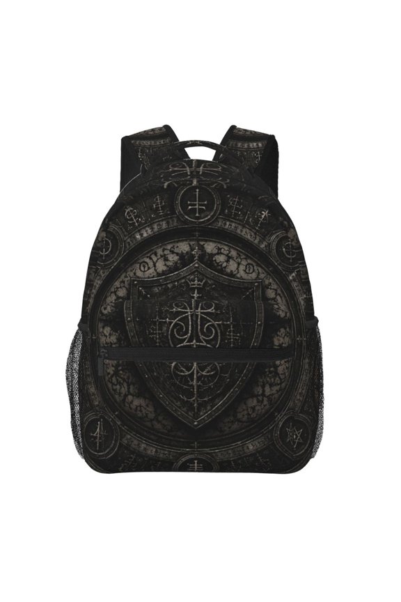 Ancient Mystical Shield Art Print Backpack Casual College Bag Zipper Laptop Daypack Hiking Rucksack Travel
