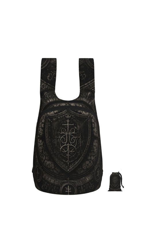 Ancient Mystical Shield Art Print Foldable Storage Backpack Lightweight Packable Travel Daypack for Shopping Commuting Hiking