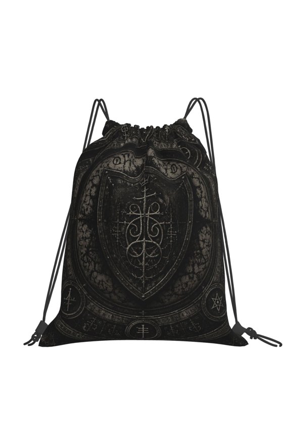 Ancient Mystical Shield Art Print Large Drawstring Backpack Casual Cinch Sack Bag Backpack for Sports Hiking Travel Gym