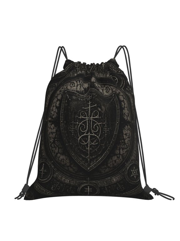 Ancient Mystical Shield Art Print Large Drawstring Backpack Casual Cinch Sack Bag Backpack for Sports Hiking Travel Gym