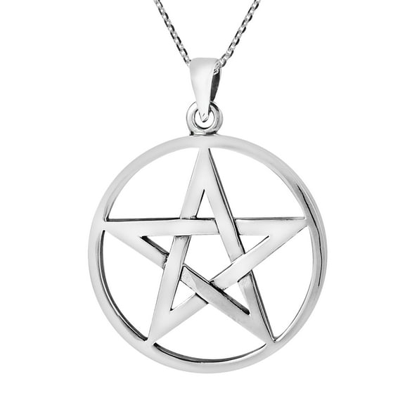Ancient & Mystical Star Pentagram Sterling Silver Pendant Necklace