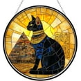 thumbnail image 1 of Ancient Nile Guardian Cat Stained Glass Window Hanging Suncatcher, Suncatcher Stained Glass Christmas Halloween, 1 of 5