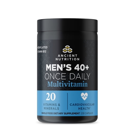 Ancient Nutrition Multivitamin for Men, Ancient Multi Men's 40+ Once Daily Vitamin Supplement 30 Ct, Vitamin A, Vitamin B and Vitamin K2, Supports Immune System, Paleo and Keto Friendly