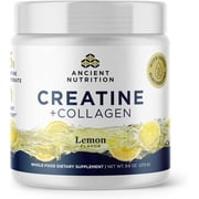 Ancient Nutrition Creatine + Collagen + Electrolytes Powder, 5g Creatine Monohydrate, Muscle Strength & Joint Support, Lemon, 30 Servings