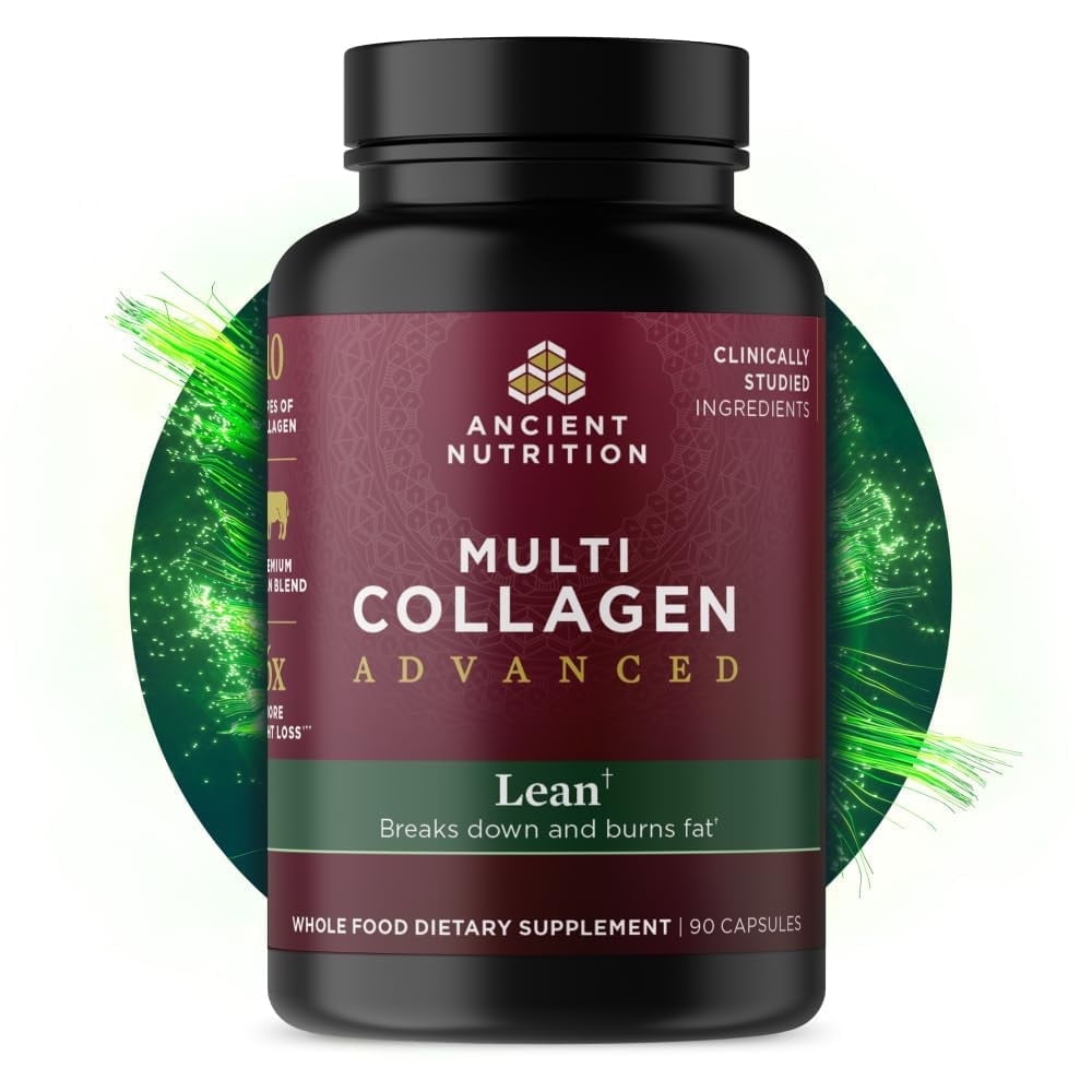 Ancient Nutrition Multi Collagen Advanced Lean with Probiotics, Hydrolyzed Collagen Peptides Supports Healthy Weight Loss and Fat Loss, 90 Count
