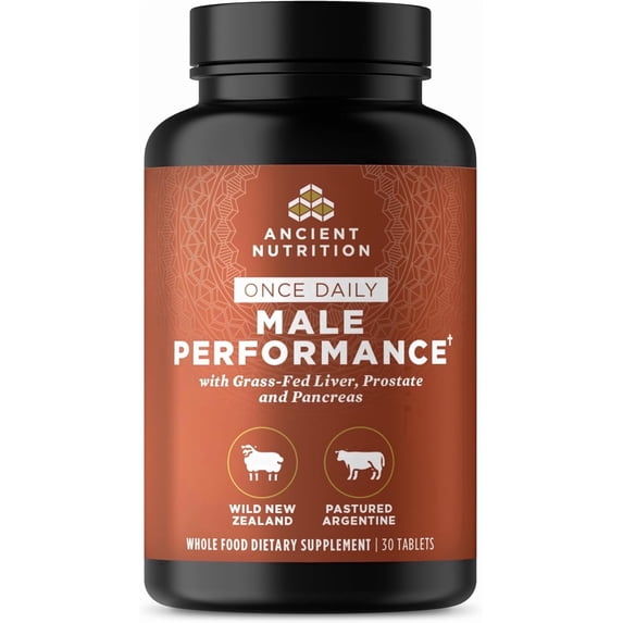 Ancient Nutrition Organ Supplements for Men, Once Daily Grass-Fed and Wild Organ Complex Tablets, Liver, Prostate, Pancreas Supports Male Performance, Healthy Aging, 30 Ct