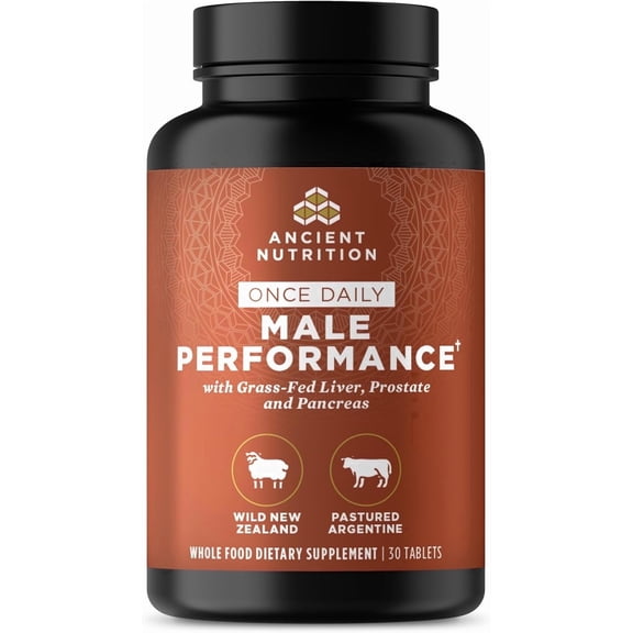 Ancient Nutrition Organ Supplements for Men, Once Daily Grass-Fed and Wild Organ Complex Tablets, Liver, Prostate, Pancreas Supports Male Performance, Healthy Aging, 30 Ct