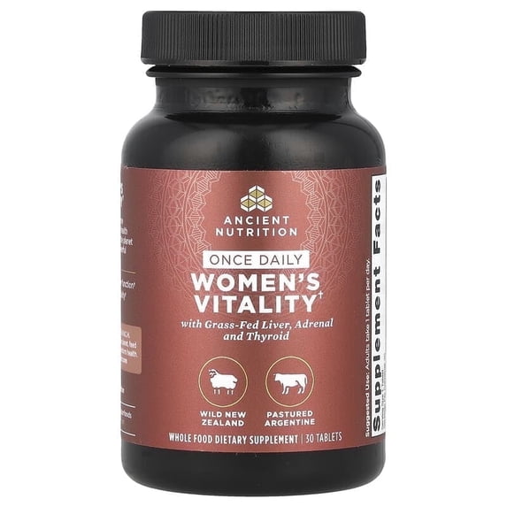 Ancient Nutrition Organ Supplements for Women, Once Daily Grass-Fed and Wild Organ Complex Tablets, Thyroid, Pancreas, Adrenal, Supports Female Performance, Healthy Aging, 30 Ct
