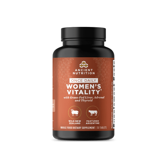 Ancient Nutrition Womens Organ Supplement Tablets, Grass-Fed Thyroid, Pancreas & Adrenal Complex, Female Performance & Healthy Aging, 30 Ct