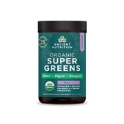 Ancient Nutrition SuperGreens Powder with Probiotics, Organic Berry Flavor Greens, Made from Real Fruits, Vegetables and Herbs, Digestive and Energy Support, 25 Servings, 6.7oz