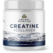 Ancient Nutrition Creatine + Collagen  Powder, 5g Creatine Monohydrate, Muscle Strength & Joint Support, Unflavored, 30 Servings