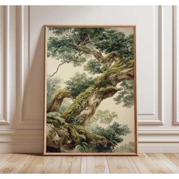 Ancient Oak Tree Poster Mossy Forest Wall Art Woodland Nature Print 1