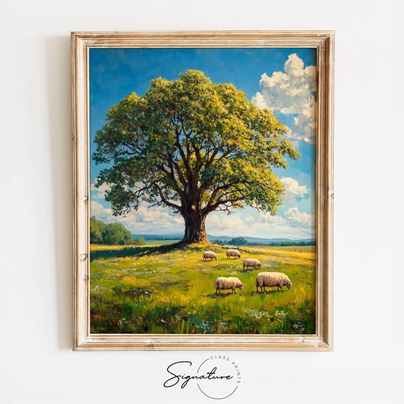 Ancient Oak Tree, Rustic Landscape Art, Moody Earthy Wall Decor, Vintage Nature Scene, Cottagecore Poster 3884 Home Decor, 8x12 UNFRAMED