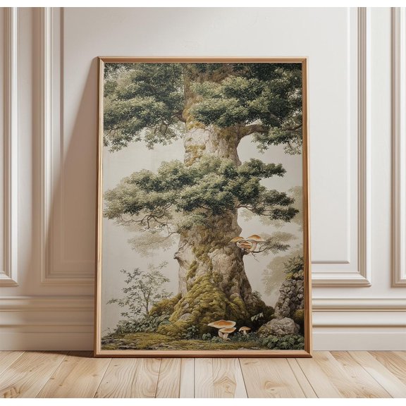 Ancient Oak Tree Wall Art Forest Nature Poster Atmospheric Woodland Print