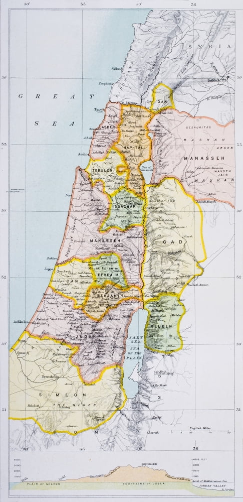 Ancient Palestine From The Citizens Atlas Of The World Published London Circa 1899 Canvas Art - Ken Welsh Design Pics (20 x 42)