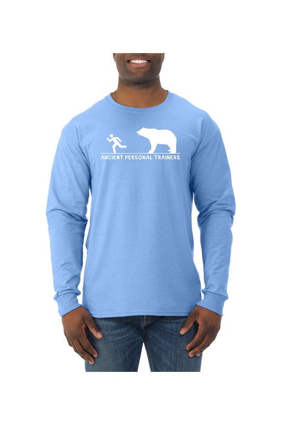 Ancient Personal Trainers Funny Bear Chase Men Long Sleeve Shirt