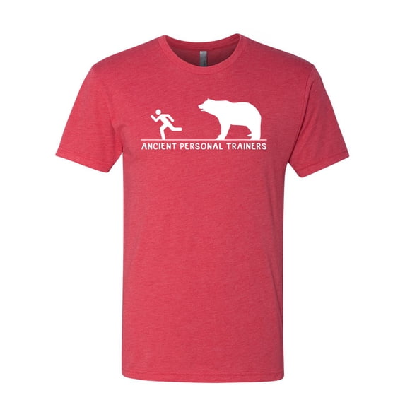 Wild Bobby Ancient Personal Trainers Funny Bear Chase Men Premium Tri Blend Tee