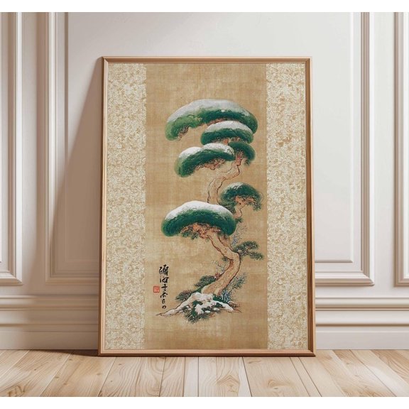 Ancient Pine Tree Japanese Nature Zen Botanical Oriental Forest Wall Decor, Unframed Paper Poster 8x10in