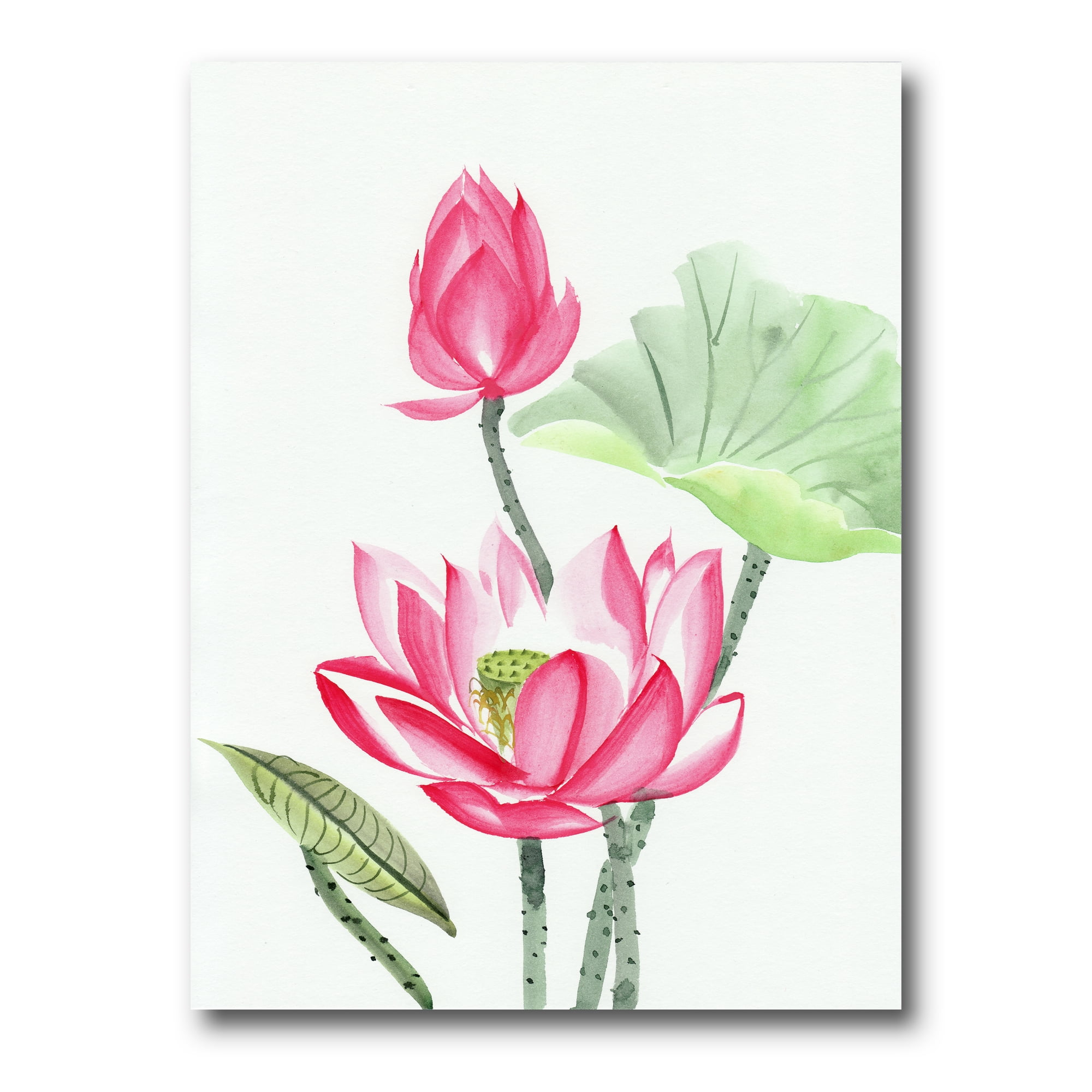 Ancient Pink Lotus Flower 30 in x 40 in Painting Canvas Art Print, by ...