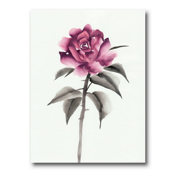 Ancient Pink Rose Flower 12 in x 8 in Painting Canvas Art Print, by Designart